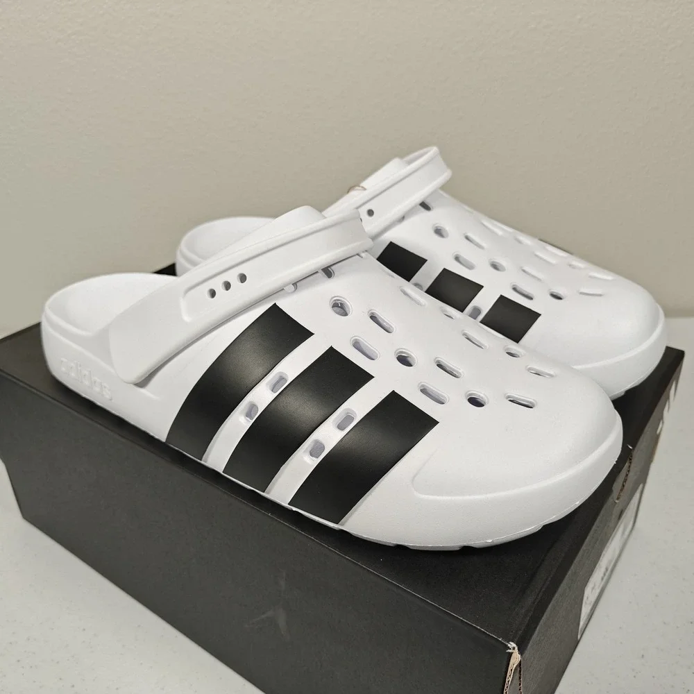 Adidas Men Adilette Clog 2.0 Stlye JS1130 Men's Size 13 Cloud White Core Black